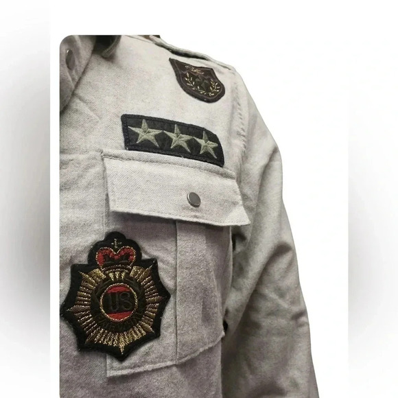 Guess Layne Twill Military Patch Button Up  Shirt Size Large - Picture 9 of 14
